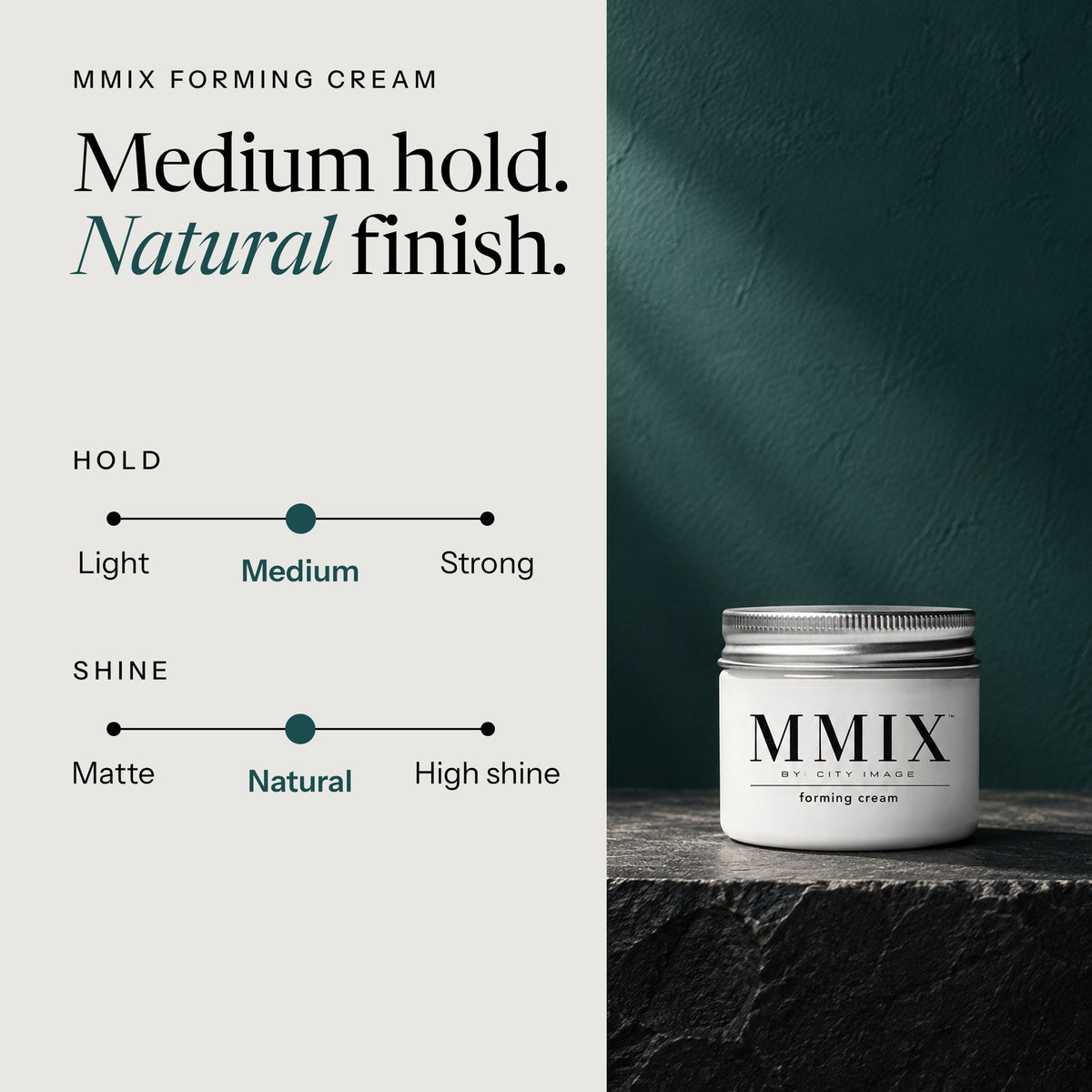 MMIX Forming Cream medium hold and natural finish scale