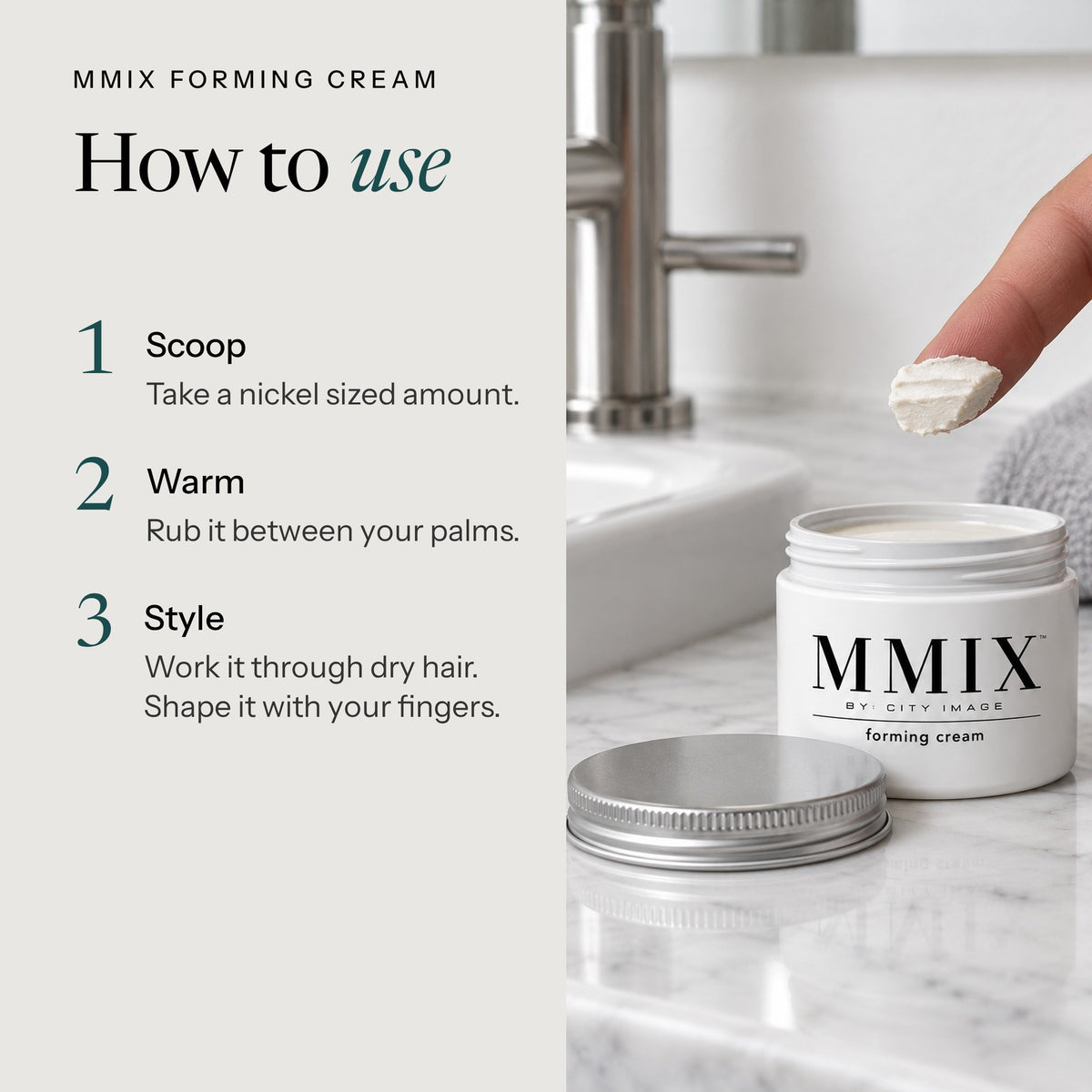 How to use MMIX Forming Cream: scoop, warm, style