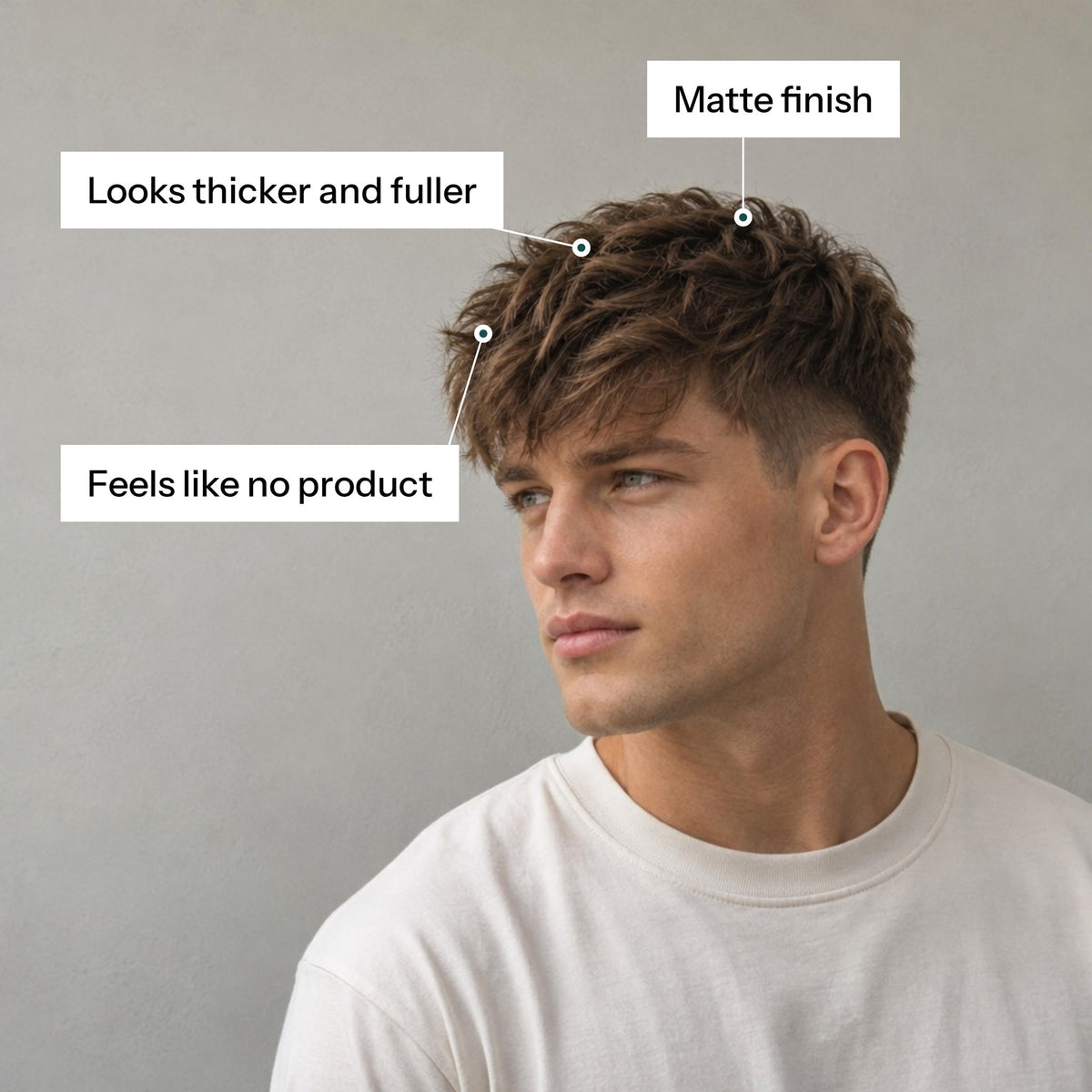 MMIX Styling Powder on a textured crop: looks thicker and fuller, matte finish, feels like no product